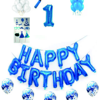 Pachete Happy Birthday albastre cu propsuri